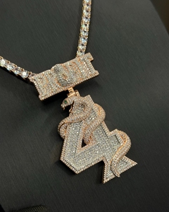 Pendentif Serpent Givré de Luxe Numéro 4 en Moissanite, Argent Sterling 925, Breloque Collier Hip Hop pour Hommes et Femmes, Clarté VVS, Certifié IGI - Product Image 3