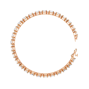 Bracelet tennis taille émeraude East West – Diamants de laboratoire CVD ronds alternés, en or rose massif 10K 14K 18K, ligne éternité - Product Image 3