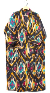 ชุดกิโมโนผ้าฝ้ายพิมพ์ลาย Ikat ทำด้วยมือสไตล์โบฮีเมียนชุดอยู่บ้านแปรงปัดฝุ่นสำหรับผู้หญิง - Product Image 2