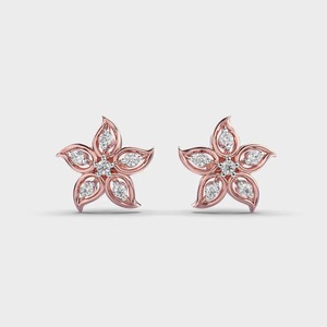Pendientes de Aro con Diamantes Redondos en Oro Amarillo, Estilo Elegante, Calidad de Exportación, Accesorio Clásico al Mejor Precio - Product Image 2