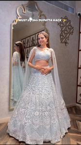 LEHENGA CHOLI DE GEORGETTE CON TRABAJO DE SEQUENCES EN TENDENCIA CON DUPATTA BLANCO PARA FIESTAS Y TEMPORADA DE BODAS - Product Image 5
