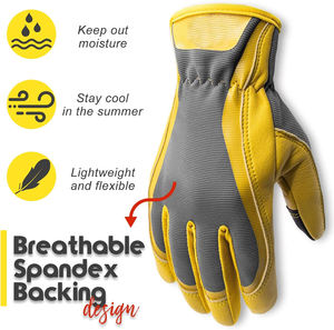 Guantes de Conducción de Cuero de Alta Calidad, Suaves, con Diseño Transpirable en la Parte Posterior de Spandex, Costuras Reforzadas, Pantalla Táctil, para Jardinería - Product Image 3