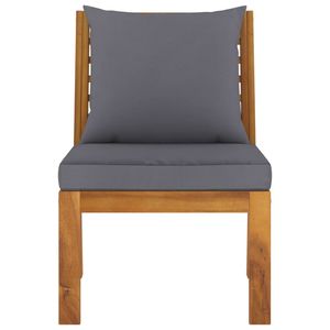 โซฟาไม้เนื้อแข็งอะคาเซียสีเทาเข้ม เก้าอี้ขนาดกลาง ทนทาน - Product Image 2