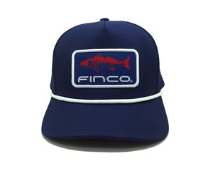 Gorra de Pesca Estilo Snapback Azul Marino Intenso con Parche Frontal Bordado de Pez Rojo, Ajustable para Aventuras Costeras al Aire Libre - Product Image 1