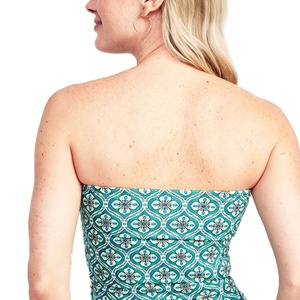 Women's Gray <b>Strapless</b> Halter Neck tank <b>Top</b> Knitted Eco-Friendly Quick Dry Breathable Cotton Blend Yoga Short Length - Product Image 6