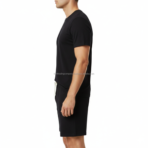 Custom 100% Cotton Sleepwear Men T-shirt and Shorts Pajama <b>Set</b> Plain Blank Soft Breathable Nightwear PJS Manufacturer Wholesale - Product Image 3