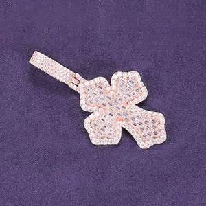 Collar Hip Hop con Colgante de Cruz de Moissanita y Diamantes, con Racimo de Baguettes, para Hombre, Plata de Ley 925, Joyería de Moda, Regalo - Product Image 6