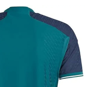 เสื้อฟุตบอลแขนสั้นคอวีสำหรับผู้ชาย BRG สีฟ้าอมเขียว ผ้าโพลีเอสเตอร์ซับเหงื่อ ทรงแอธเลติก ลายเรียบ ชุดกีฬา - Product Image 6