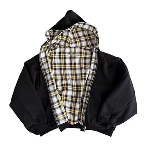 Sweat-shirt à capuche réversible unisexe en coton 100% à carreaux, coupe oversize et ample, effet délavé, style streetwear pour l'hiver - Product Image 5