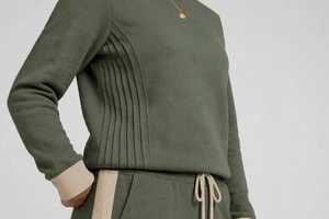 <b>Women's</b> Olive Green Color Block Tracksuit Set Crew Neck Long Sleeve Drawstring <b>Joggers</b> Sporty Casual <b>Outfit</b> - Product Image 4