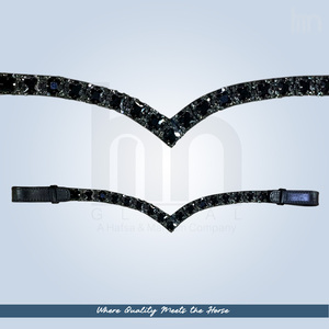 Cabezalera de Cuero de Lujo con Cristales Chaton Negros Cuadrados en Forma de V para Caballo, Arnés de Doma Ecuestre Personalizado, Venta al por Mayor OEM - Product Image 5