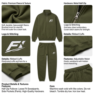 2026 <b>men's</b> Quarter Zip Sweatshirt Tracksuit Relaxed Fit Fleece <b>Pullover</b> Set Custom Quarter Zip Sweatshirt Set USA Wholesale Bulk - Product Image 5