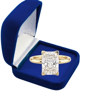 Bague en or jaune 9 carats avec diamant de laboratoire certifié IGI 3 carats taille Radiant, couleur F, pureté VS1, bijou de luxe pour femme, cadeau idéal pour mariage - Product Image 1