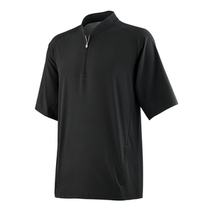 Blouson de baseball court pour adulte à col montant, ourlet ajustable, en tissu extensible, avec poche zippée - Product Image 1