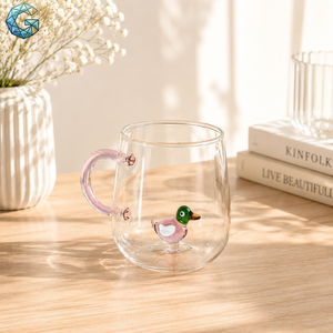 Clear Borosilicate Glass Mug With Handle Bird Sculpture <b>Reusable</b> Tea <b>Cup</b> for Home Office Gift - Product Image 3