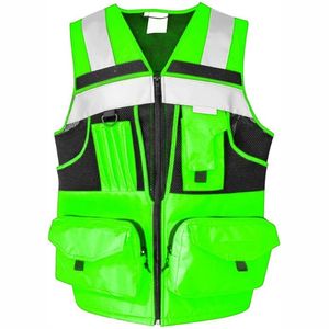 Gilet de sécurité imperméable à 10 poches, classe 1 ANSI, pour hommes et femmes, haute visibilité avec bandes réfléchissantes 3M, tissu Oxford - Product Image 3