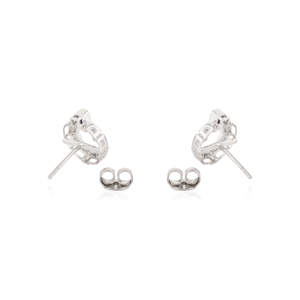 Art Deco Inspired Beautiful Circular Design Blue Sapphire & Diamond 925 Sterling <b>Silver</b> <b>Studs</b> Earrings - Product Image 6