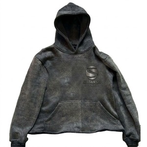 Sudadera con Capucha para Hombre, Estilo Streetwear, Personalizada, con Lavado Ácido, Desgastada, Oversize, Gruesa, Vintage, con Efecto Descolorido por el Sol - Product Image 1