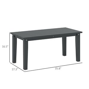 Tavolino da Caffè Rettangolare Nero in HDPE per Esterni con Piano a Doghe, Tavolo da Patio Resistente alle Intemperie per Giardino, Balcone o Cortile - Product Image 3