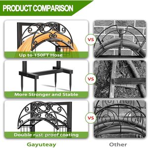 Soporte de manguera de jardín de alta resistencia de 151 pies con cesta de almacenamiento, carrete de manguera de jardín independiente mejorado - Product Image 4