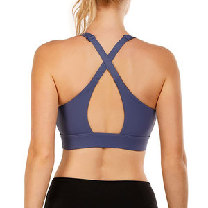 White Sports <b>Bra</b> With <b>Blue</b> Band High Support Workout Top Women's Athletic Wear - Product Image 6