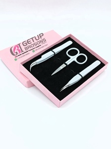 Pince à épiler pour extensions de cils en acier inoxydable, gris clair, revêtement poudré, courbée, à pointe diamant, antistatique et antimagnétique, vente en gros - Product Image 4