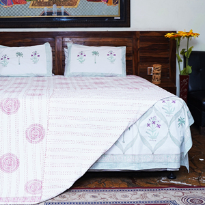 Handmade Organic Cotton Kantha <b>Quilt</b> Floral Printed Reversible Bohemian Fluffy Washable Bedspread for Home & Hotel Decor - Product Image 6