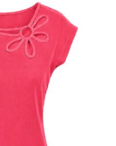 Customized Hot Pink Women Casual T Shirt Floral <b>Ring</b> Neck Short Sleeve Summer Fashion Soft <b>Stretch</b> Ladies Tee Blouse Top Wear - Product Image 4