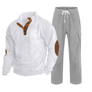 Conjunto Deportivo Casual para Hombre, Cuello Alto, Manga Larga, Fibra de Bambú, Bloques de Color con Pedrería, para Adultos, Venta al Por Mayor - Product Image 1