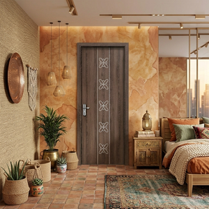 Porte d'entrée en MDF de qualité supérieure, ouverture latérale moderne, anti-fissures, anti-termites, résistante à l'humidité pour hôtels et appartements - Product Image 1