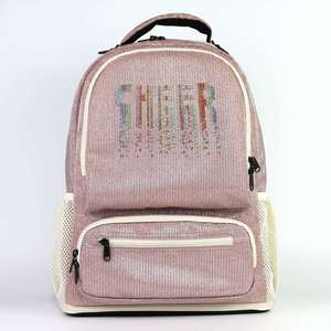 Sac à dos rose à paillettes avec lettres en strass, poignée souple, fermeture éclair, style tendance, en polyester, pour usage quotidien - Product Image 1