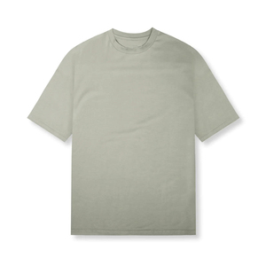 T-shirt décontracté pour homme, gris, coupe classique, manches courtes, col rond, jersey tricoté, 100 % coton, couleur unie - Product Image 6