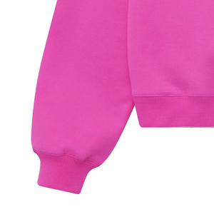 Sudadera de alta calidad para mujer, de uso diario, de forro polar, con logo personalizado, color marfil liso, cuello simulado, estilo oversize, para jóvenes, de tejido grueso. - Product Image 2