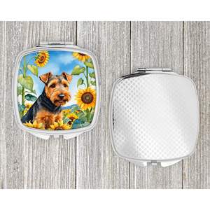 Espejo de maquillaje de viaje compacto para mujeres y niñas Welsh Terrier girasoles decorativo plegable espejo de bolsillo de mano Idea de regalo - Product Image 4