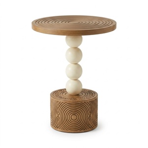 Turkish Design <b>Vintage</b> Dark Finish Round Wooden <b>Side</b> <b>Table</b> with Arched Legs for Living Room Home Furniture - Product Image 5