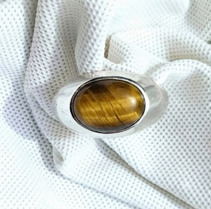 Natural Tiger's Eye Men's Ring 925 Sterling <b>Silver</b> <b>Handmade</b> Brown Gemstone Ring Luxury Statement Jewelry Wholesale - Product Image 2
