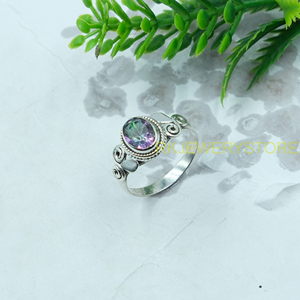 Anillo de Topacio Místico, Anillo de Plata de Ley 925, Anillos de Compromiso y Boda Hechos a Mano para Mujer, Joyería de Topacio Místico, Regalo de Navidad para Ella - Product Image 6