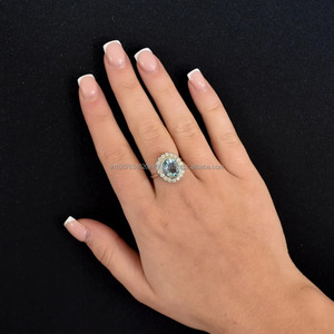 แหวนแต่งงานวินเทจสีขาวทอง14K ของผู้หญิงหรูหราเครื่องประดับงานปาร์ตี้งานหมั้นรูปไข่ห้องแล็บปลูกเพชรไข่มุกสีขาว IGI - Product Image 3