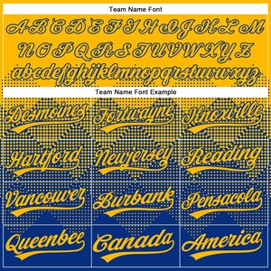 Camiseta de Softbol Dinámica Azul y Amarilla, Ropa Deportiva de Poliéster de Alto Rendimiento, Personalizada con Nombre y Número del Jugador, Marca Privada - Product Image 4