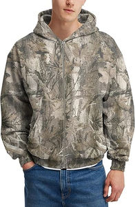 Sudaderas con capucha de camuflaje para hombre, con cremallera, de forro polar, con estampado de hojas, estilo oversize, para otoño - Product Image 2