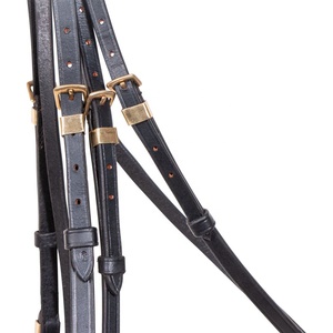 Brides de cheval équestre avec broband perlé doré en cuir véritable - Product Image 4