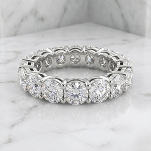 1.95CTW 14K <b>Gold</b> Plated Round Brilliant Cut Lab Grown Diamonds Prong <b>Set</b> E Color Eternity <b>Ring</b> IGI Certified - Product Image 2