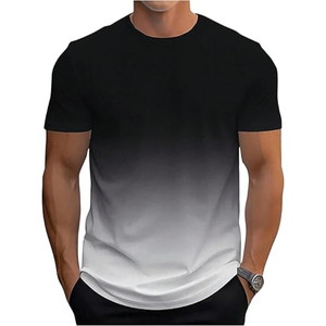 Camiseta degradada para hombre, manga corta, cuello redondo, informal, estilo ombré, ligera, a la moda, para verano - Product Image 1