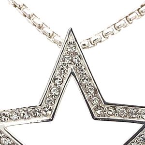 Collar con colgante de estrella plateada para mujer, diseño elegante de cristal brillante, joyería de moda de lujo, accesorios de hermandad - Product Image 4