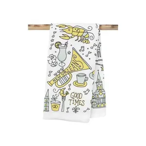 Instruments Sea Fishes Embroidered Best Selling White Sweet Housewarming Gift For Mom Kitchen Golf Dish Towels Drop Shipping - Product Image 1