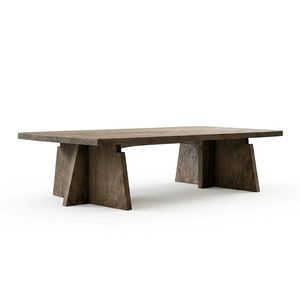 Table basse en bois minimaliste avec finition en bois de manguier naturel et placage, design ovale moderne, meubles de salon faits à la main - Product Image 2