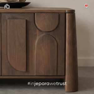 Buffet moderne en bois massif de style scandinave avec rangement mural pour salon, appartement, hôtel - Product Image 2