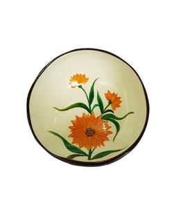 Bol en coquille de noix de coco polie de haute qualité, écologique, avec motif tournesol, pour la cuisine et la décoration, fabriqué au Vietnam - Product Image 1