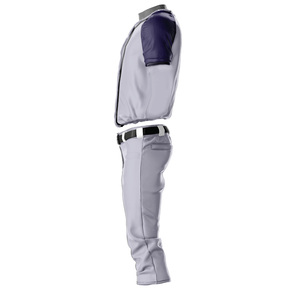 Ensemble de maillot de baseball pour homme, bleu royal avec bordure noire, pantalon blanc, boutons sur le devant, manches courtes - Product Image 1