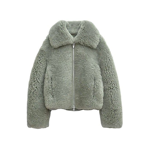 Veste polaire multicolore unisexe à fermeture éclair courte, décontractée, pour l'hiver, épaisse, couleur unie, col rabattu, manches classiques - Product Image 2